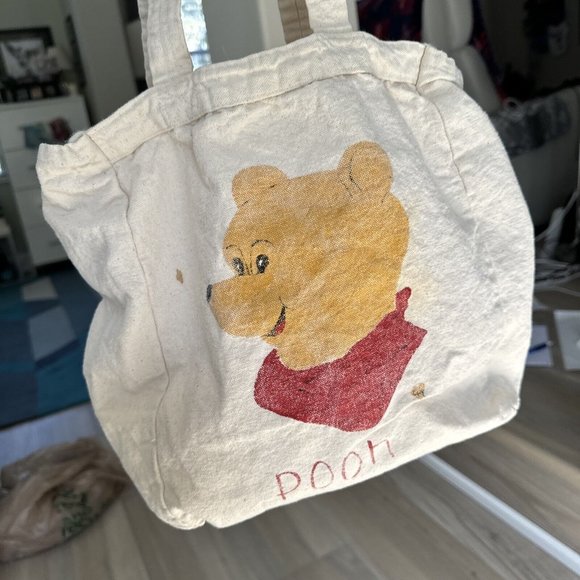Vintage Winnie The Pooh Tote Canvas Bag Made‎ In India 13x13 Bag 1 - Picture 12 of 12